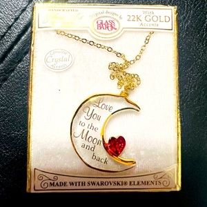 “Love you to the moon and back” 24k gold accents necklace